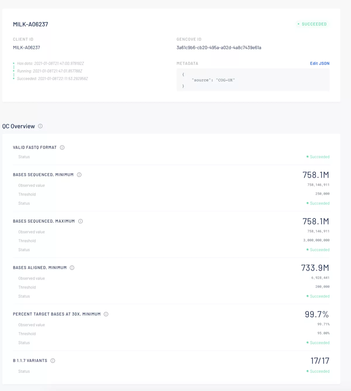 Screenshot of Gencove product